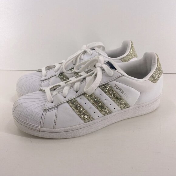 adidas Other - Adidas Originals White champagne/gold Glitter Sneakers Youth Size 6